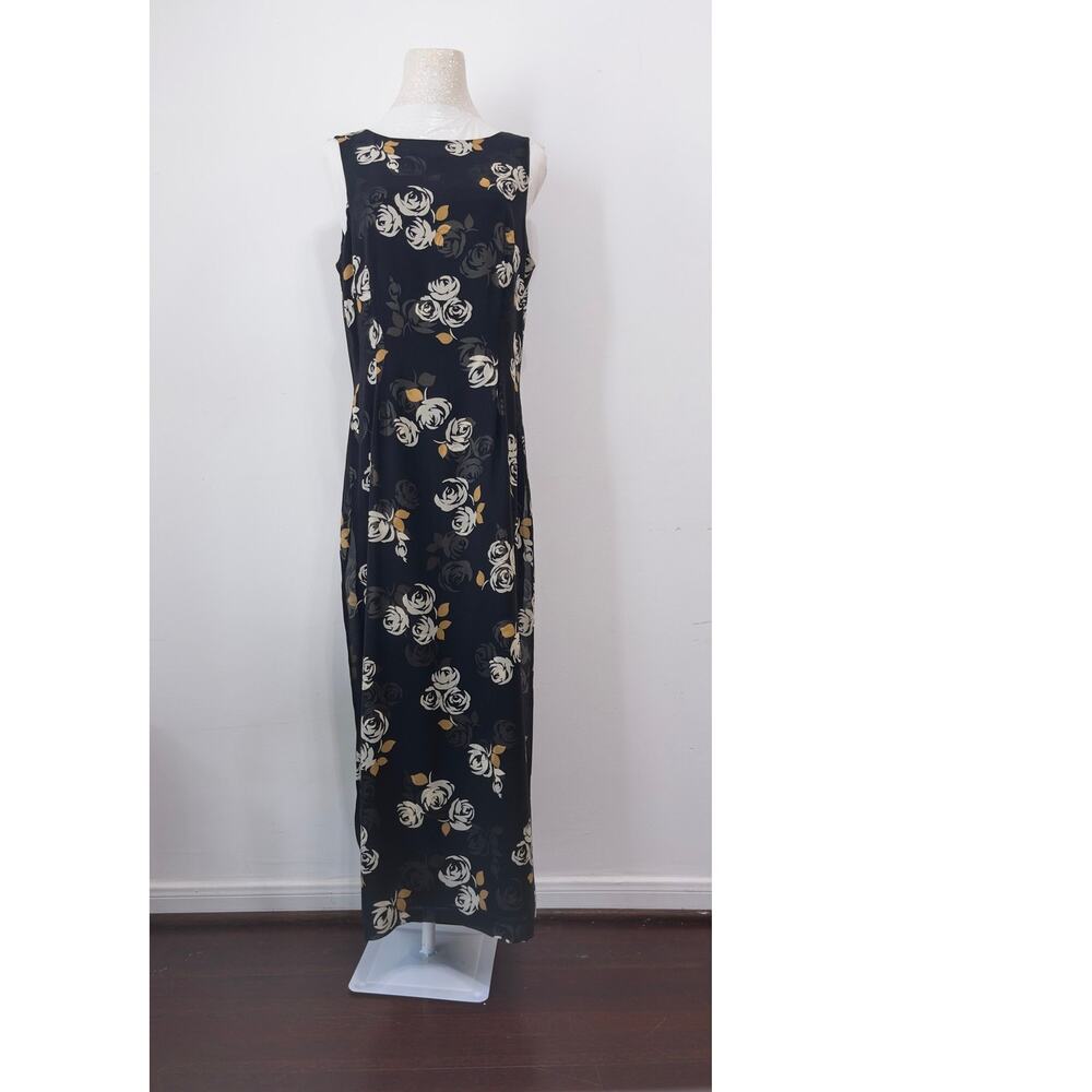 Laura Ashley sleeveless maxi dress with vintage-inspired‎ floral print sz 10